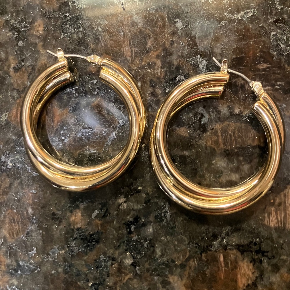 Gold-Tone Double Hoop Earrings